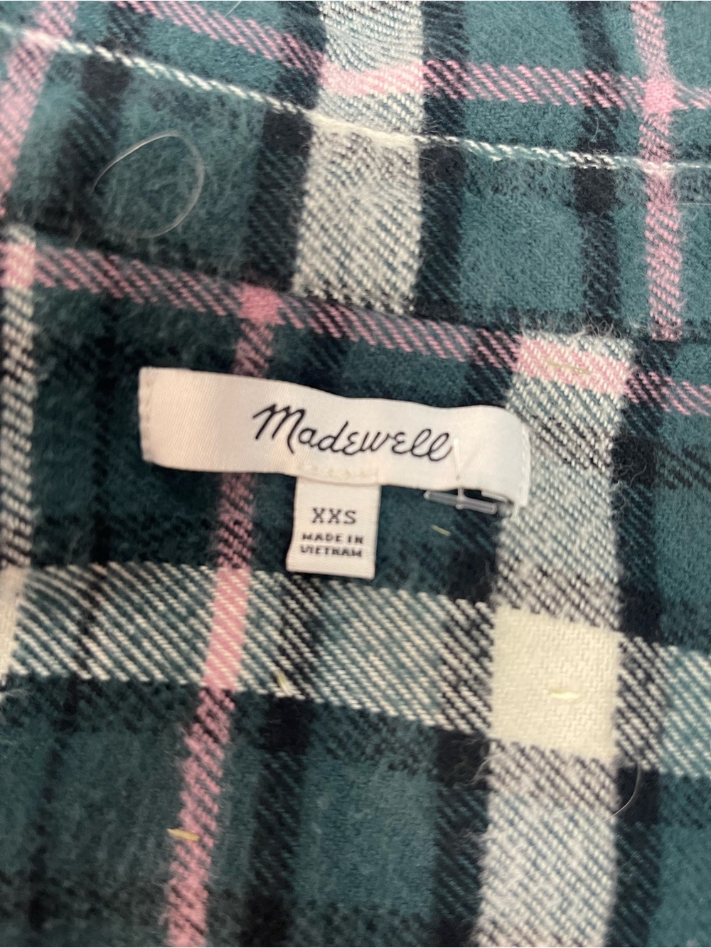Madewell Flannel Classic Ex-Boyfriend Shirt Green - Picture 12 of 16